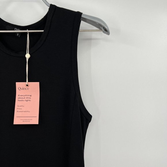 Quince Women’s Black Tencel Jersey Tank Maxi Dress sz S NWT Side Slit Sleeveless - Picture 3 of 10